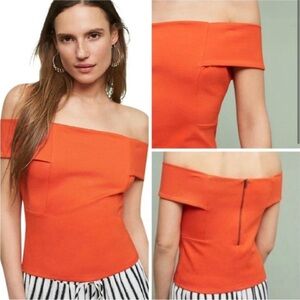 Anthropologie Deletta off the shoulder red Bardot top size large